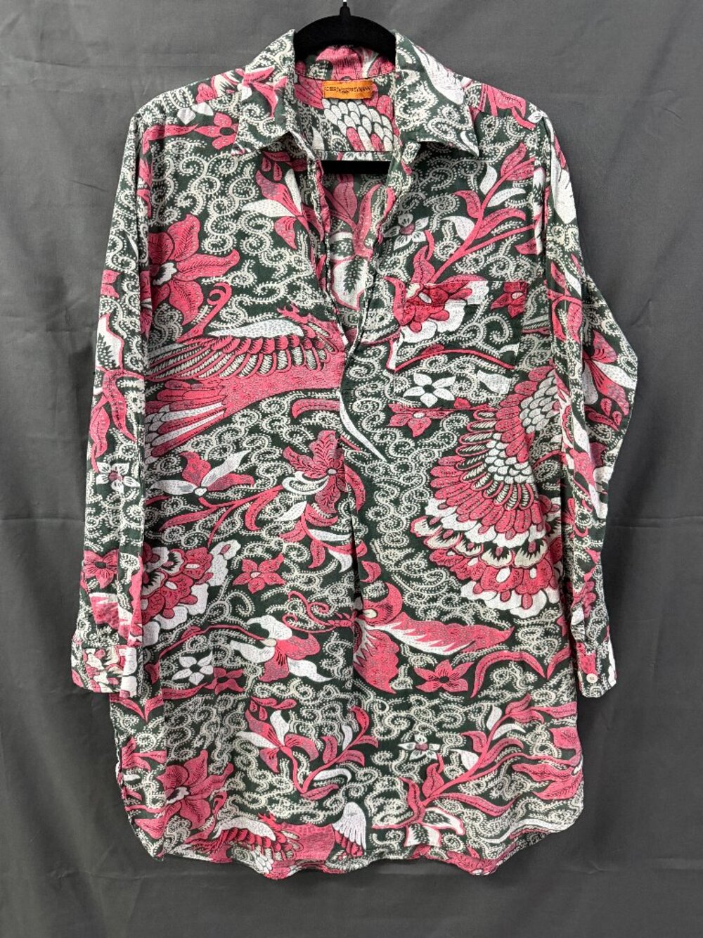 Roberta Freymann Cotton Tunic Top Popover Floral Print India 0113